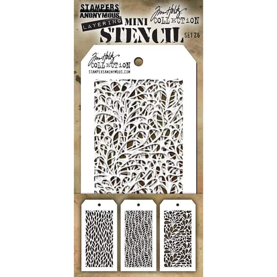 Stampers Anonymous Tim Holtz&#xAE; Mini #26 Layering Stencil Set
